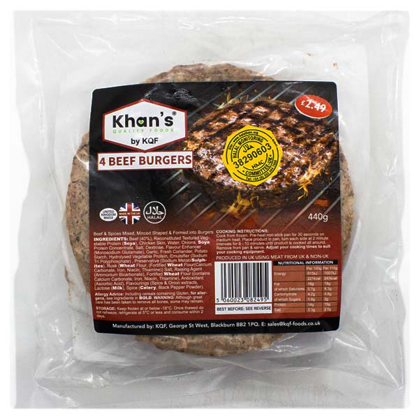 KQF 4 Beef Burgers 440g @SaveCo Online Ltd