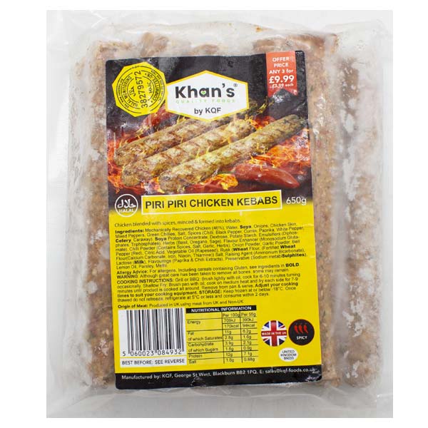 KQF Piri Piri Chicken Kebabs 650g