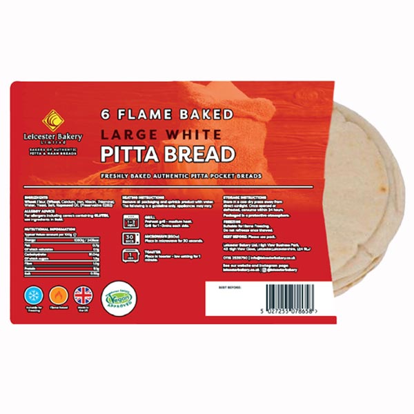 Leicester Bakery White Pitta Bread MULTI-BUY OFFER 2 For £1.70