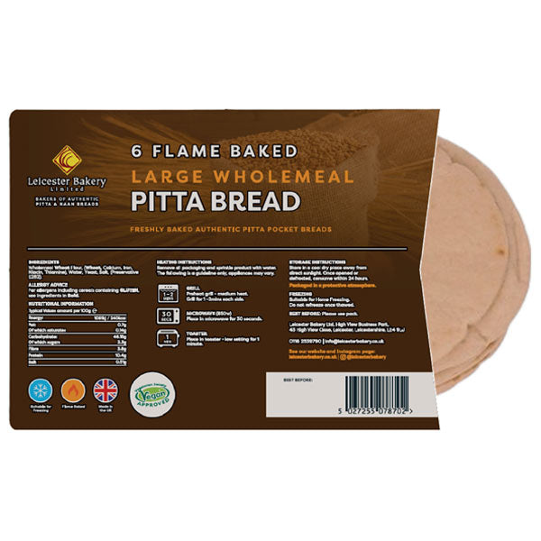 Leicester Bakery Wholemeal Pitta Bread MULTI-BUY OFFER 2 For £1.70