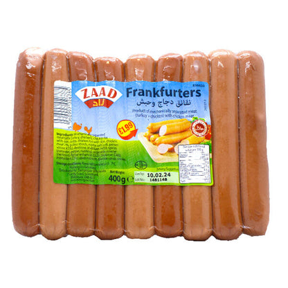 Zaad Chicken Frankfurters 400g @SaveCo Online Ltd