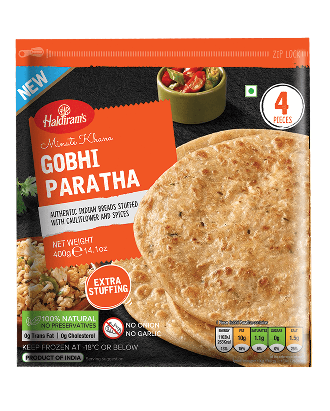 Haldiram's Gobhi Paratha 4Pk 400g @SaveCo Online Ltd